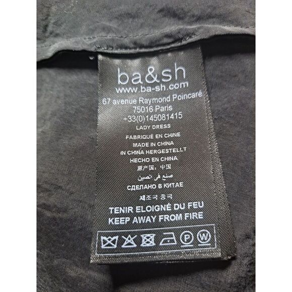 ba&sh Dress Size Large 3 Black Aimee Midi Wrap Collared Pockets  Dress - Picture 13 of 16